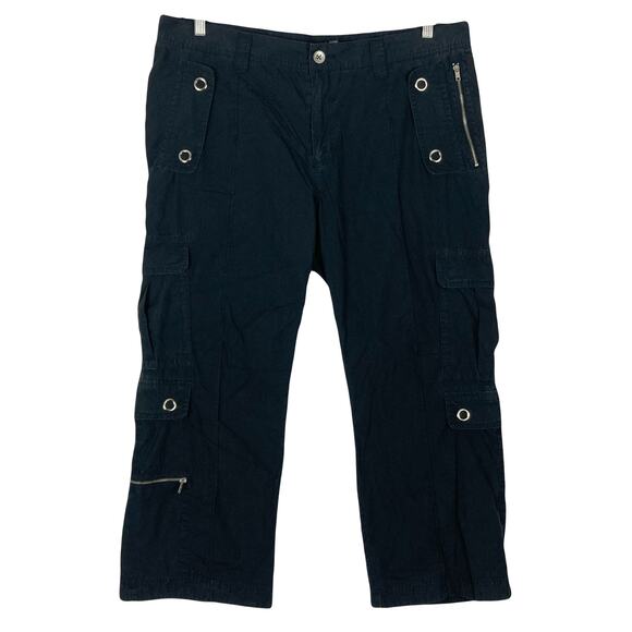 NWOT INC INTERNATIONAL CONCEPTS Men Pant 38X32~2X Black Cargo SilverRings&Zips